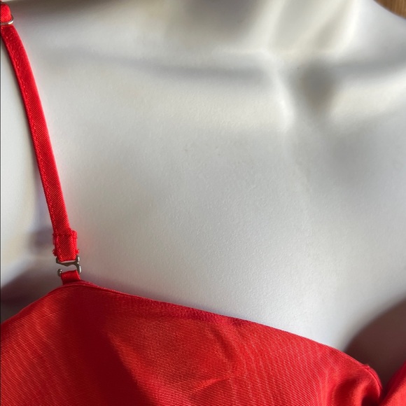 Future Collective Red Shantung  Spaghetti Strap Statement Pink Bow Mini Dress - Picture 6 of 11